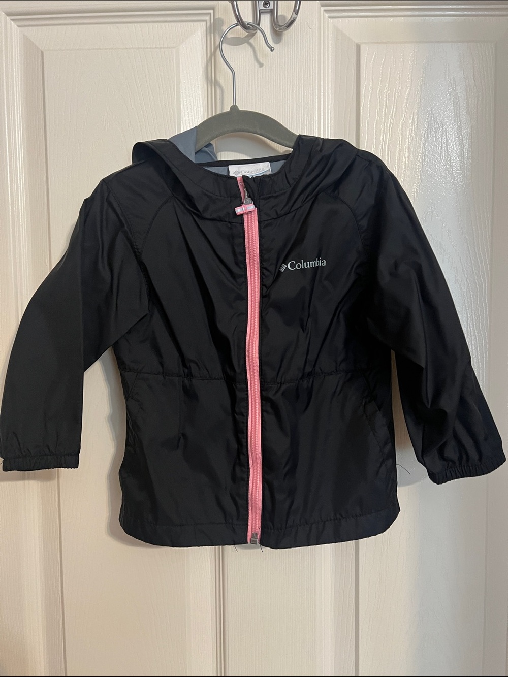 Columbia Kids Black Raincoat with Pink Zipper